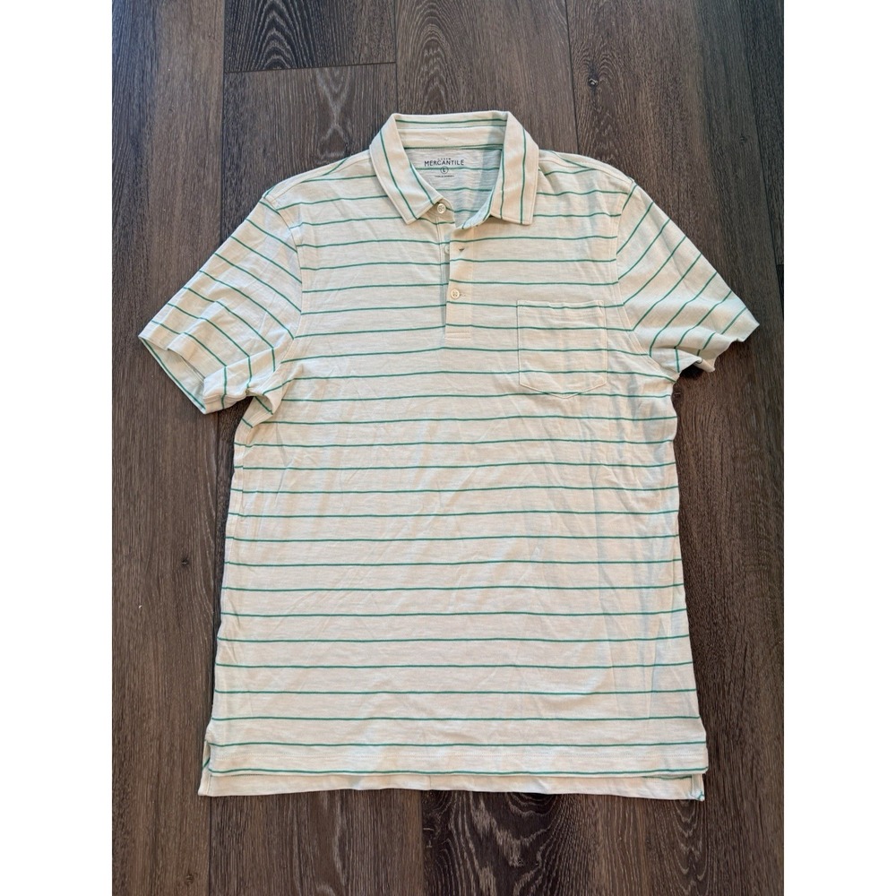 J.CREW Men's Short Sleeve Polo Shirt Light Yellow Green Stripe Size Large